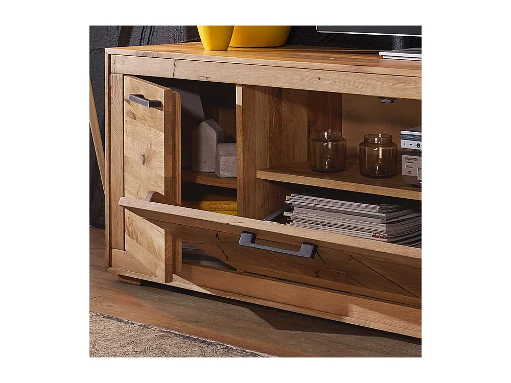 TV Board aus Wildeiche Massivholz rustikalen Look