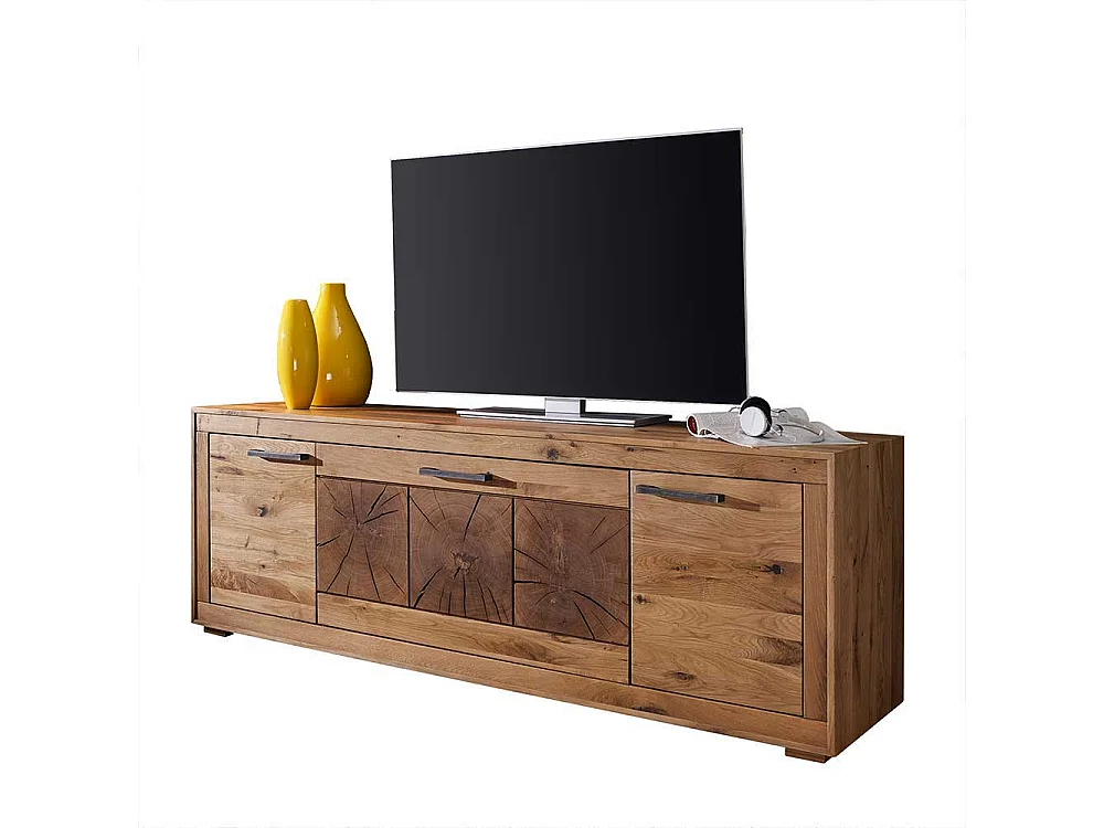 TV Board aus Wildeiche Massivholz rustikalen Look