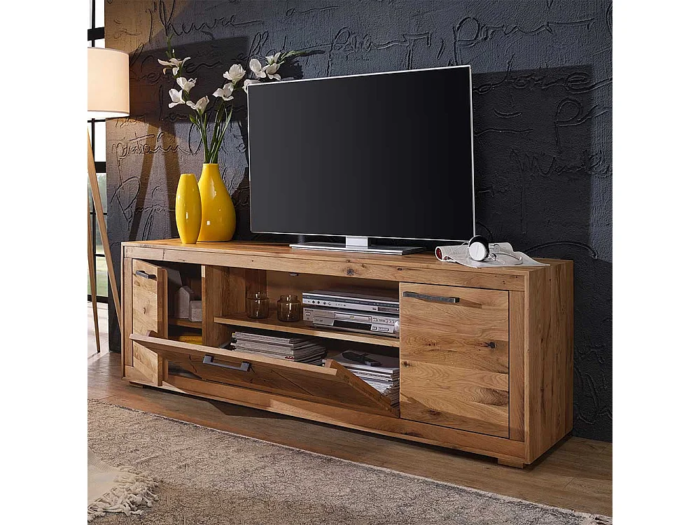 TV Board aus Wildeiche Massivholz rustikalen Look
