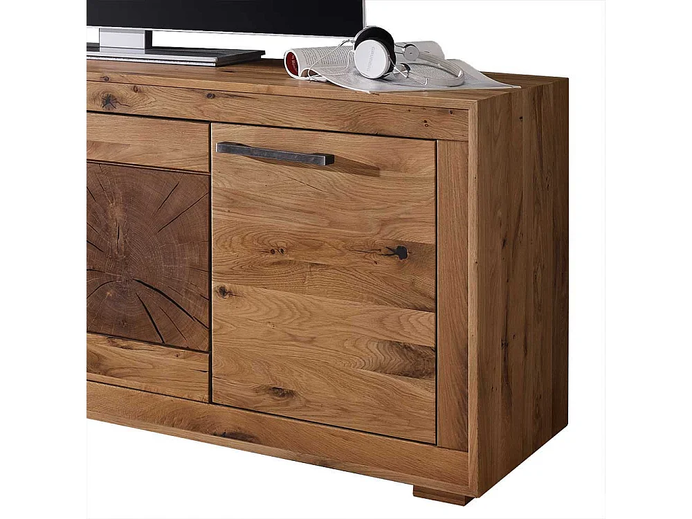TV Board aus Wildeiche Massivholz rustikalen Look