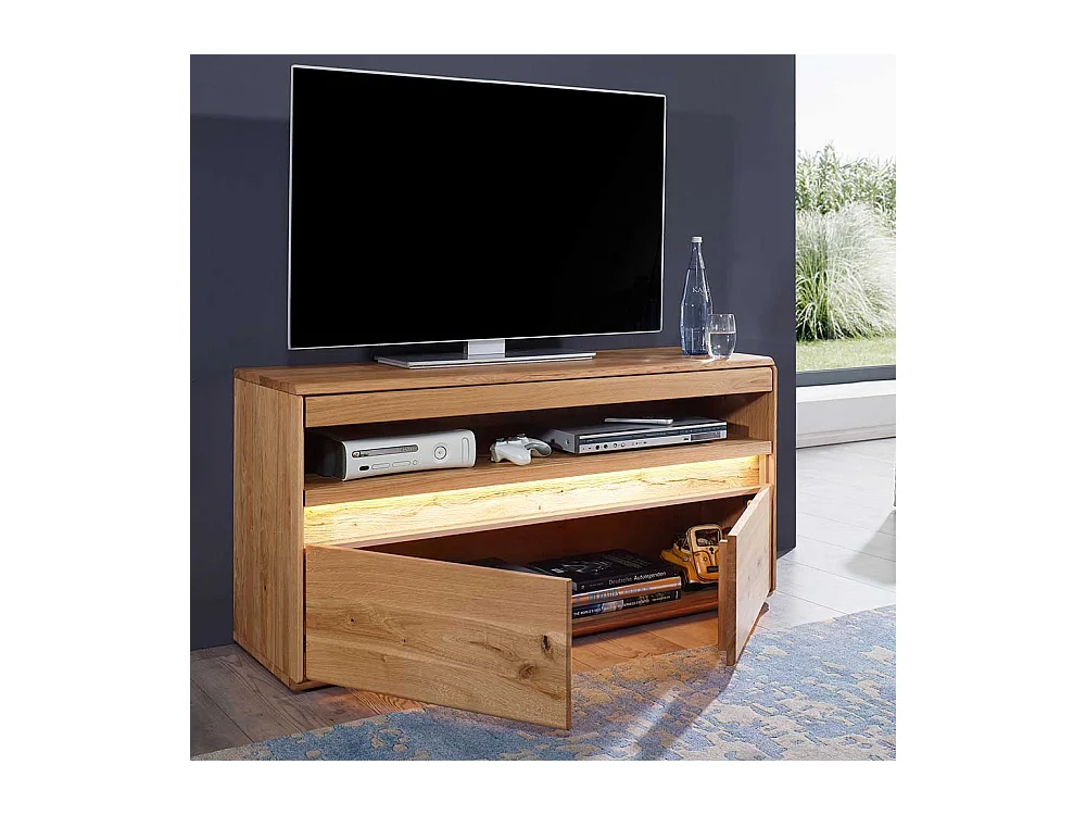 TV Möbel aus Wildeiche Massivholz LED Beleuchtung