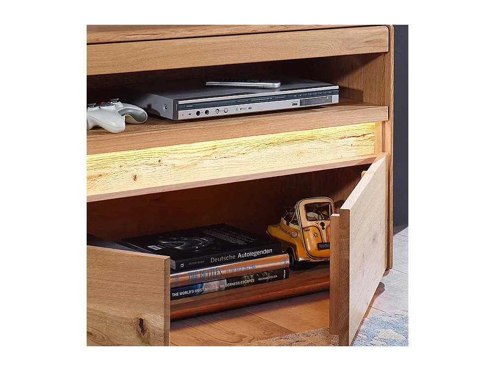 TV Möbel aus Wildeiche Massivholz LED Beleuchtung