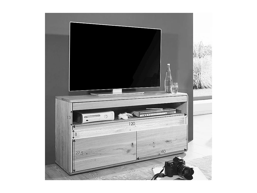 TV Möbel aus Wildeiche Massivholz LED Beleuchtung