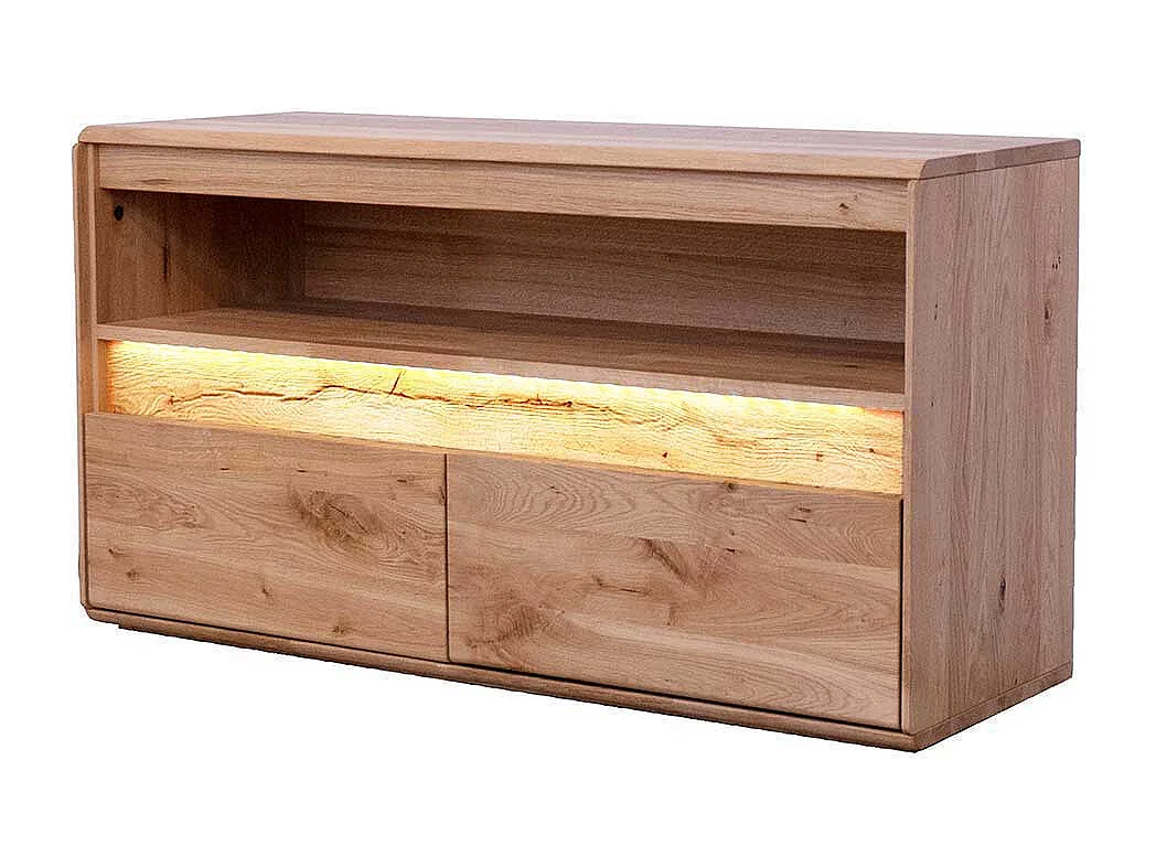 TV Möbel aus Wildeiche Massivholz LED Beleuchtung