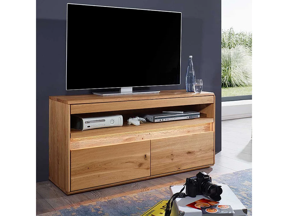 TV Möbel aus Wildeiche Massivholz LED Beleuchtung