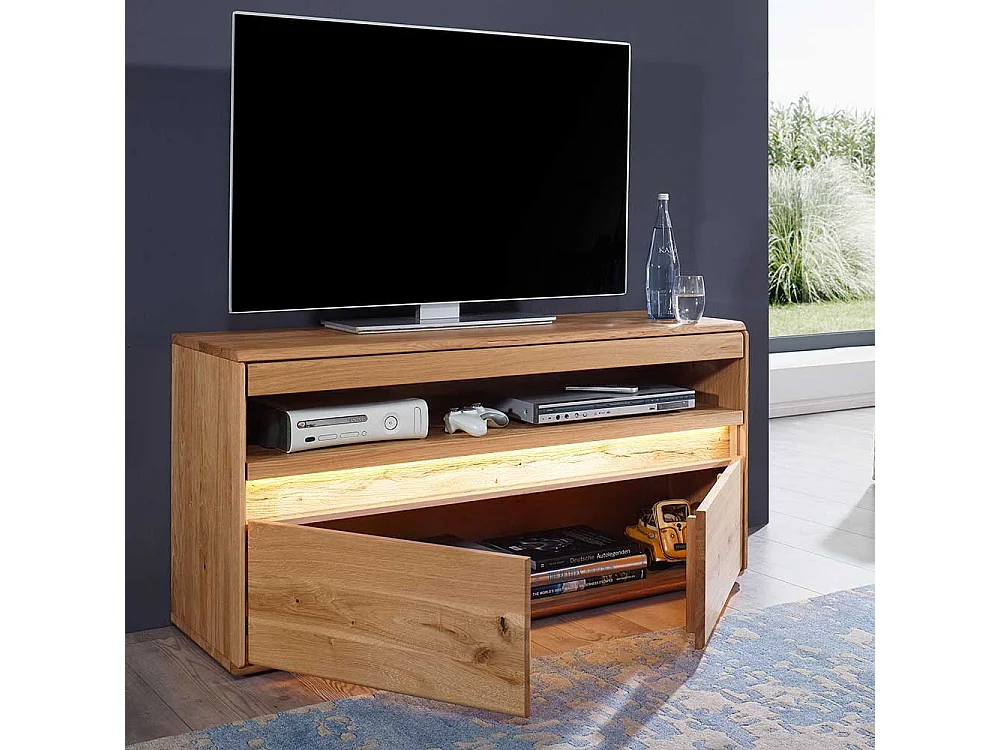 TV Möbel aus Wildeiche Massivholz LED Beleuchtung