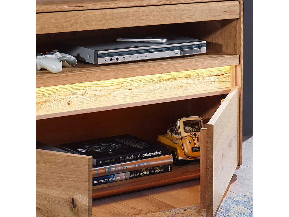 TV Möbel aus Wildeiche Massivholz LED Beleuchtung