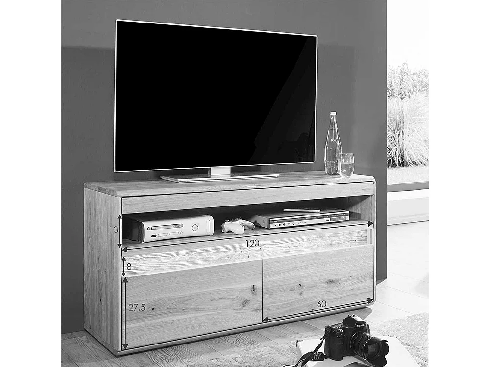 TV Möbel aus Wildeiche Massivholz LED Beleuchtung