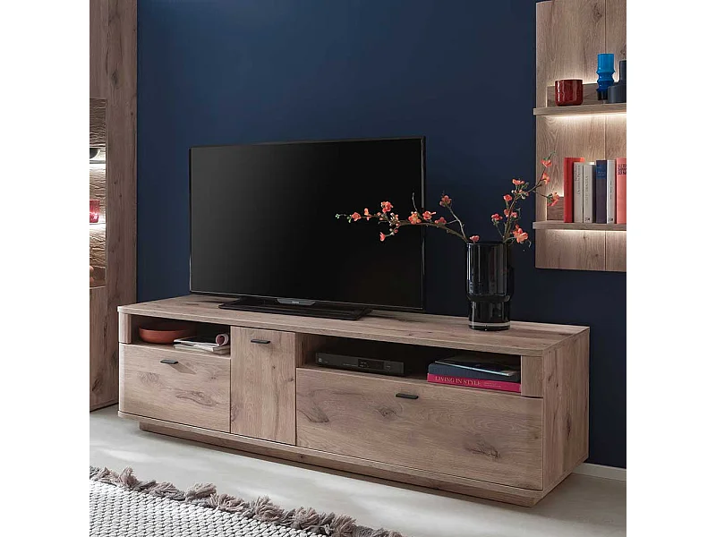 Fernsehmöbel in Wildeichefarben zwei Schubladen und Tür