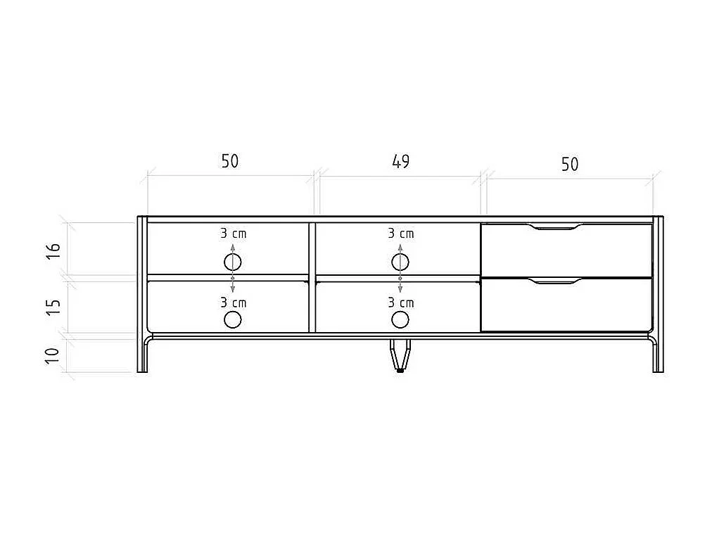 TV Board Lowboard mit Schubladen und offenen Fächern