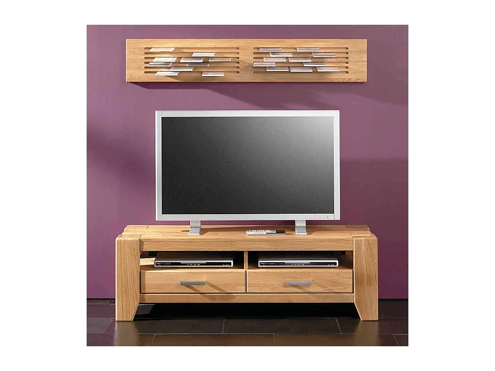 TV Phonotisch aus Wildeiche Massivholz zwei Schubladen