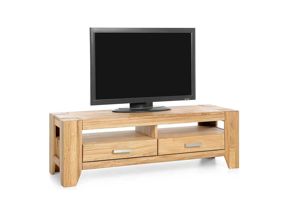TV Phonotisch aus Wildeiche Massivholz zwei Schubladen