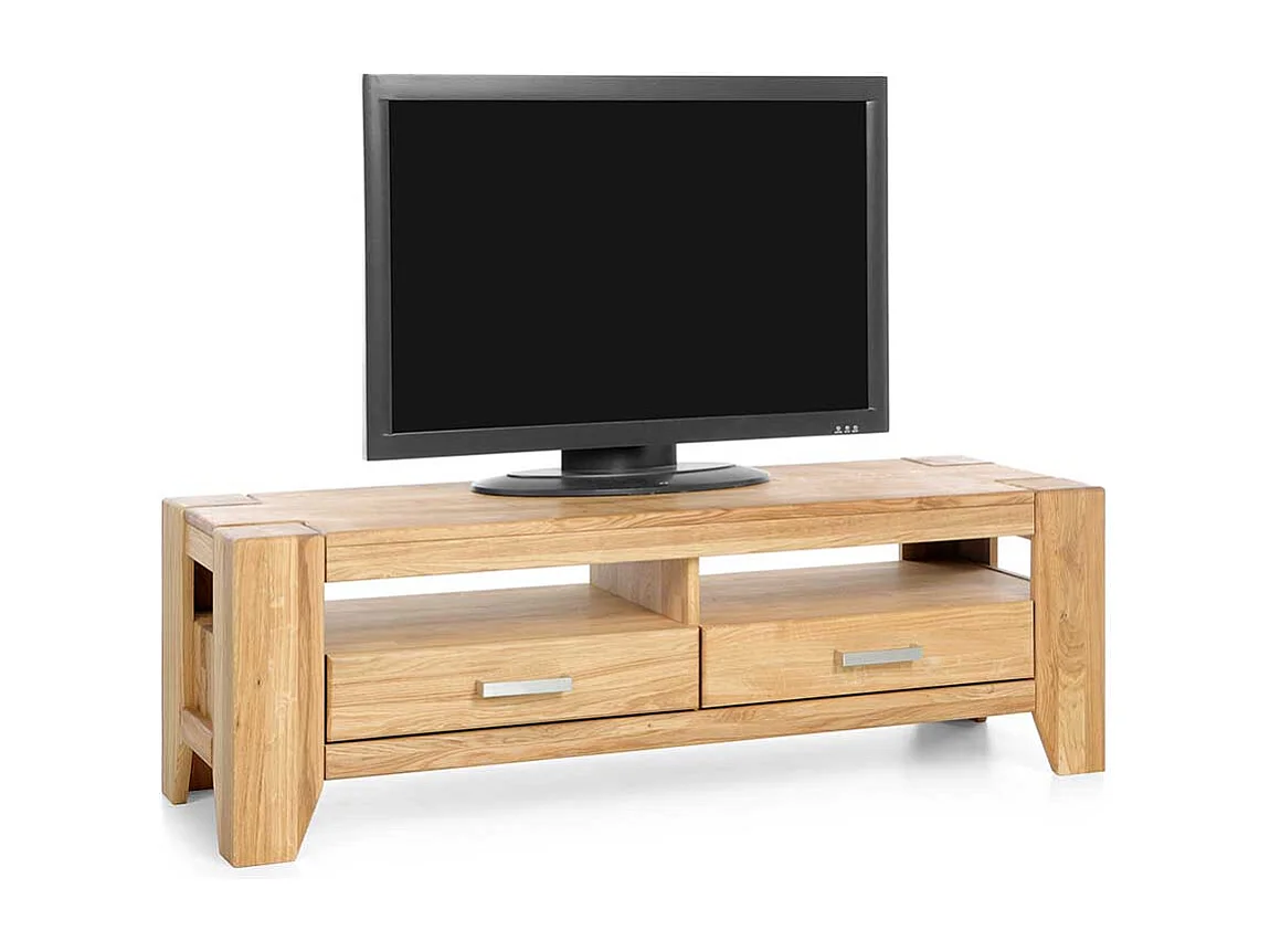 TV Phonotisch aus Wildeiche Massivholz zwei Schubladen