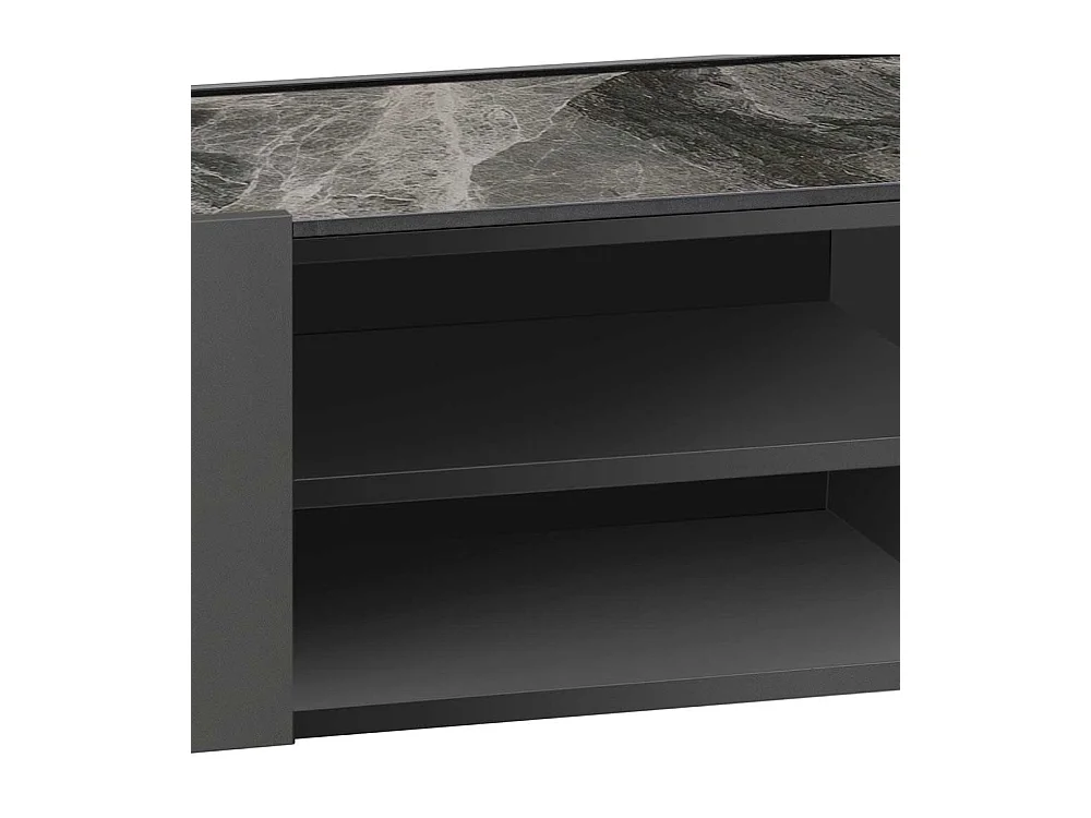 Phonomöbel Grau in modernem Design 140 cm breit 45 cm hoch