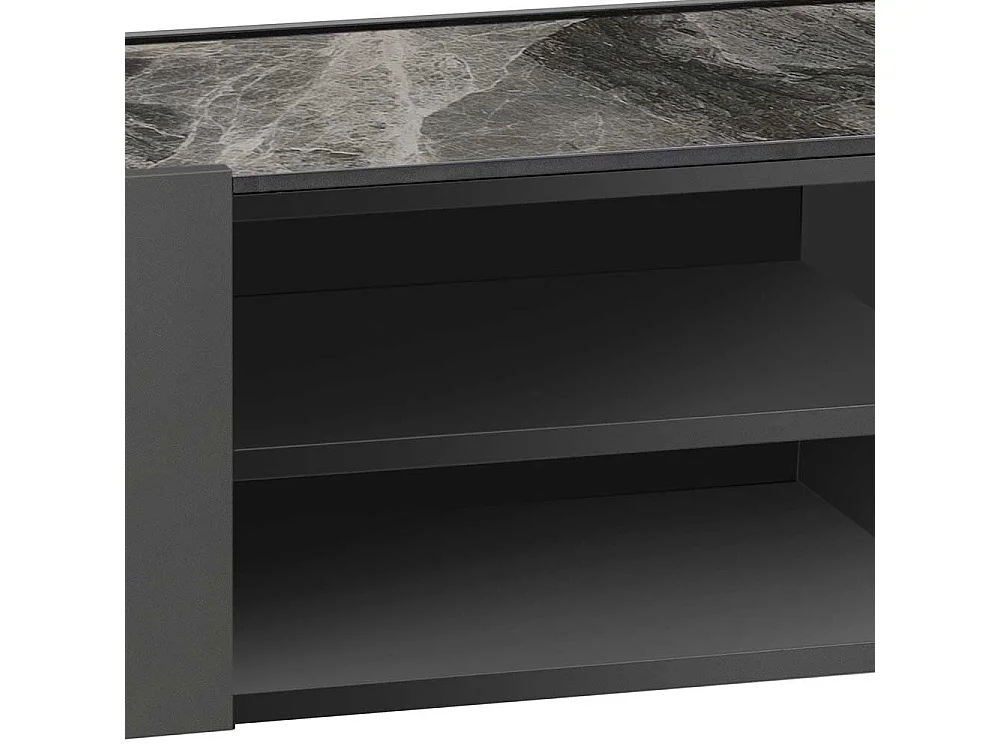 Phonomöbel Grau in modernem Design 140 cm breit 45 cm hoch