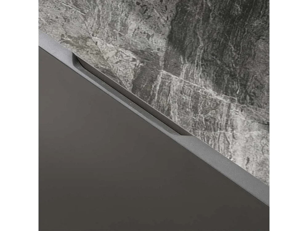 Phonomöbel Grau in modernem Design 140 cm breit 45 cm hoch