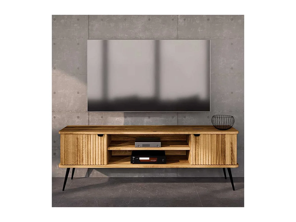 TV Lowboard Wildeiche geölt mit Massivholztüren 57 cm hoch