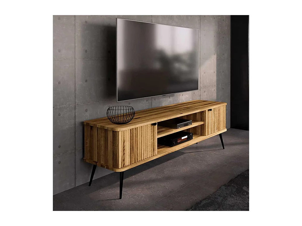 TV Lowboard Wildeiche geölt mit Massivholztüren 57 cm hoch