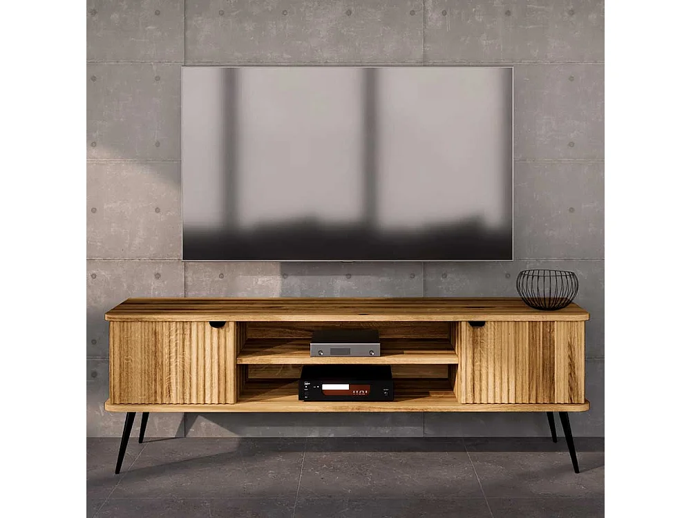 TV Lowboard Wildeiche geölt mit Massivholztüren 57 cm hoch
