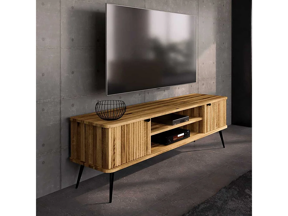 TV Lowboard Wildeiche geölt mit Massivholztüren 57 cm hoch