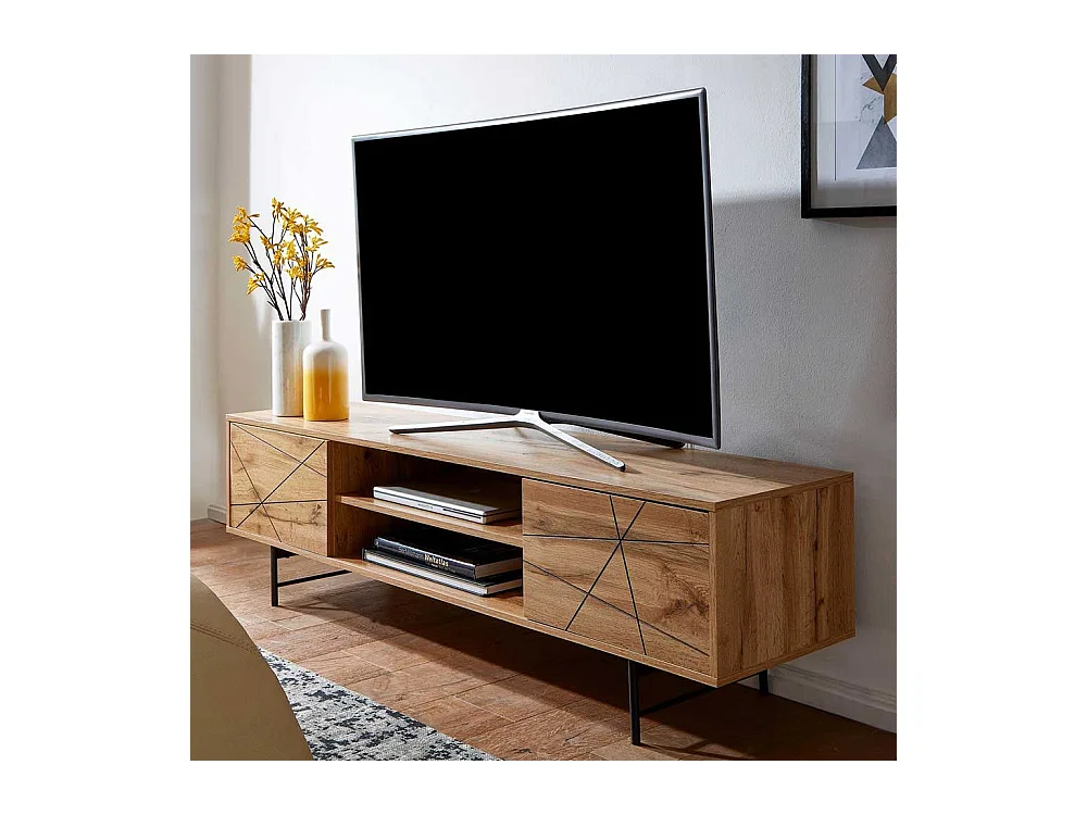 Flachstrecke Wohnzimmer in Eichefarben und Schwarz 160 cm breit