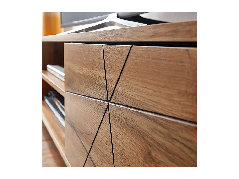 Flachstrecke Wohnzimmer in Eichefarben und Schwarz 160 cm breit