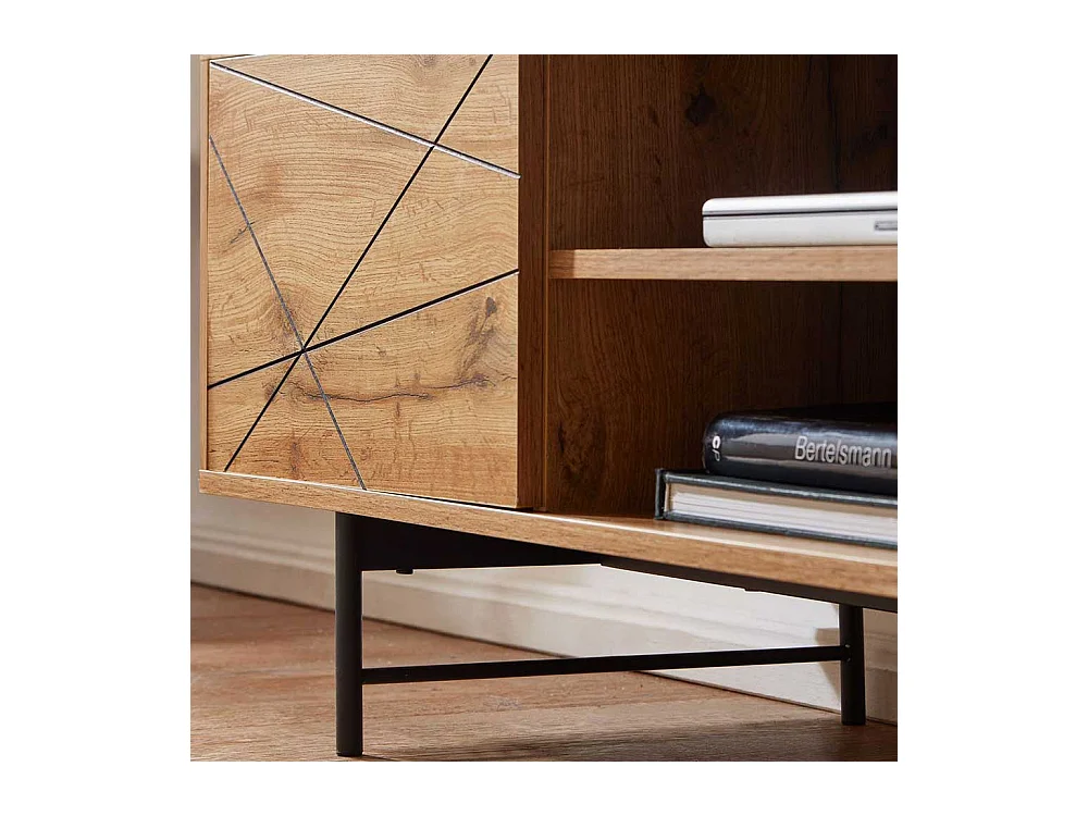 Flachstrecke Wohnzimmer in Eichefarben und Schwarz 160 cm breit