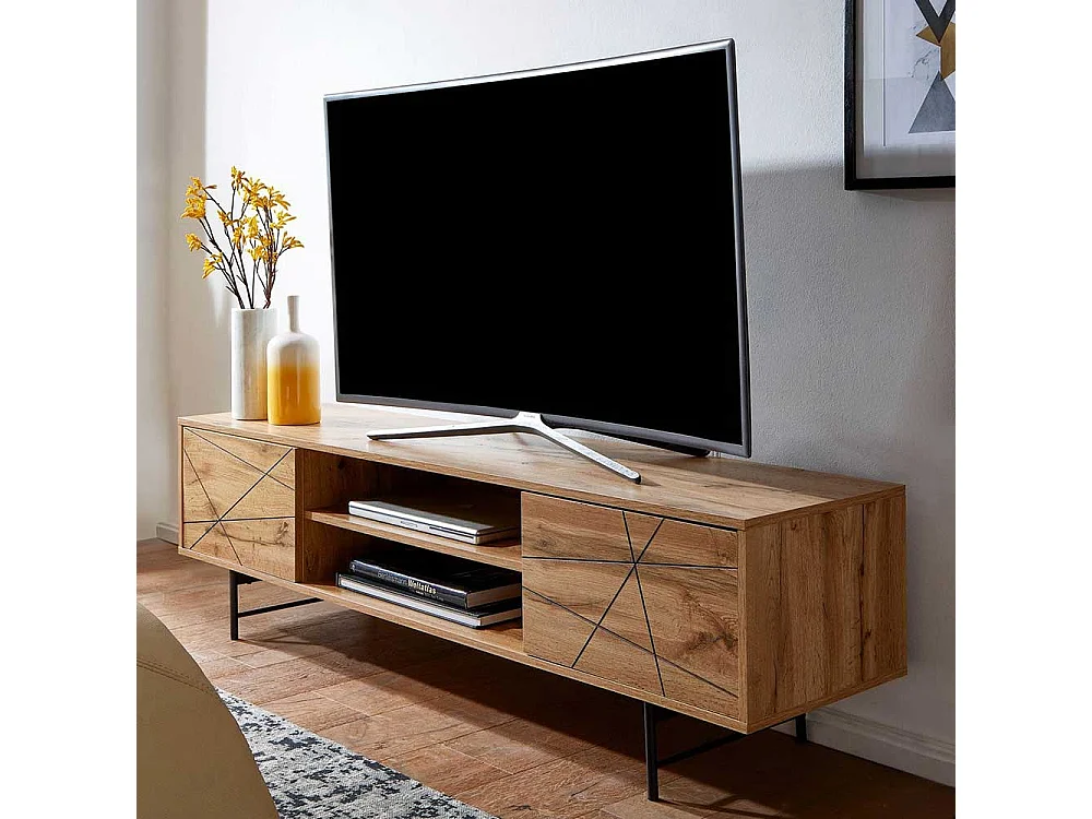 Flachstrecke Wohnzimmer in Eichefarben und Schwarz 160 cm breit