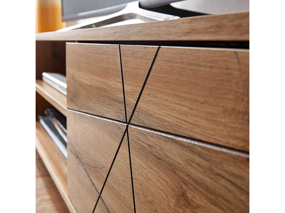 Flachstrecke Wohnzimmer in Eichefarben und Schwarz 160 cm breit