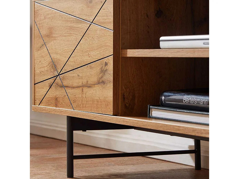 Flachstrecke Wohnzimmer in Eichefarben und Schwarz 160 cm breit