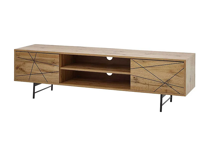 Flachstrecke Wohnzimmer in Eichefarben und Schwarz 160 cm breit