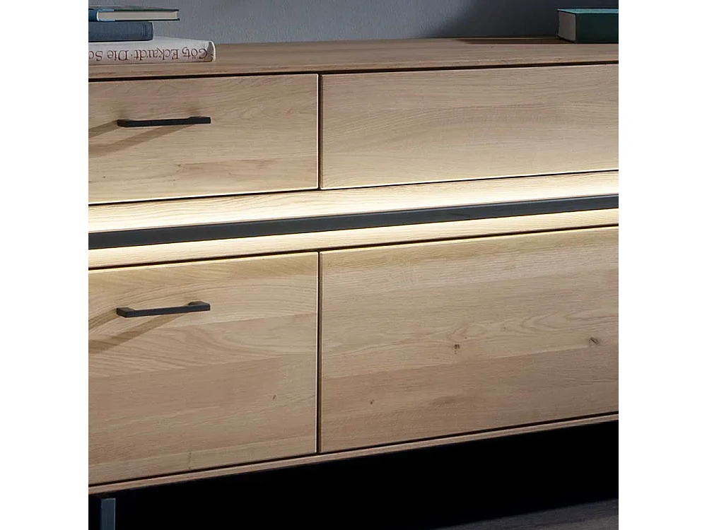 Lowboard Asteiche aus Massivholz vier Schubladen