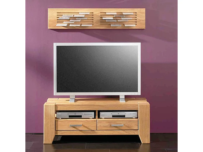 TV Phonotisch aus Wildeiche Massivholz zwei Schubladen