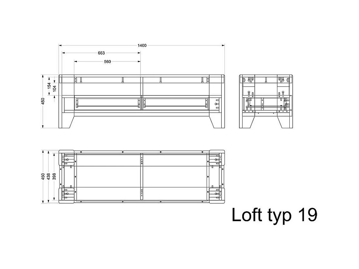 TV Phonotisch aus Wildeiche Massivholz zwei Schubladen