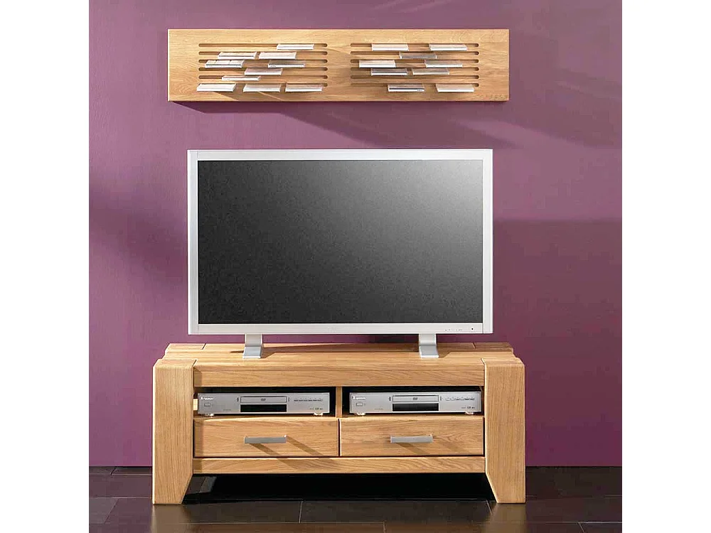 TV Phonotisch aus Wildeiche Massivholz zwei Schubladen