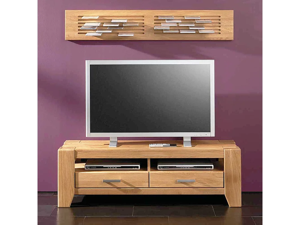 TV Phonotisch aus Wildeiche Massivholz zwei Schubladen