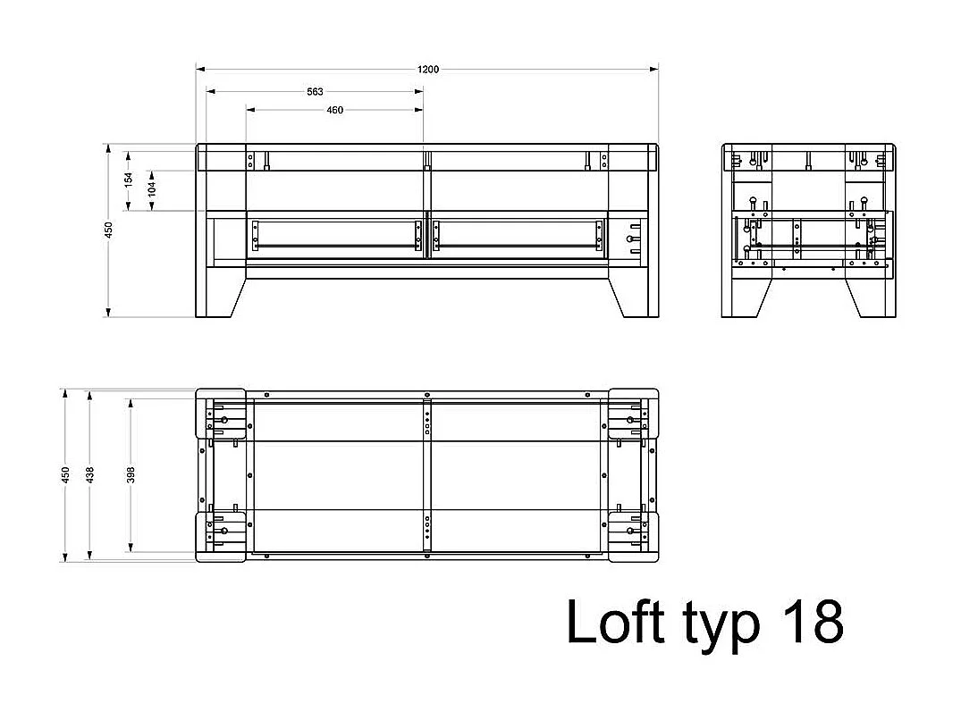 TV Phonotisch aus Wildeiche Massivholz zwei Schubladen