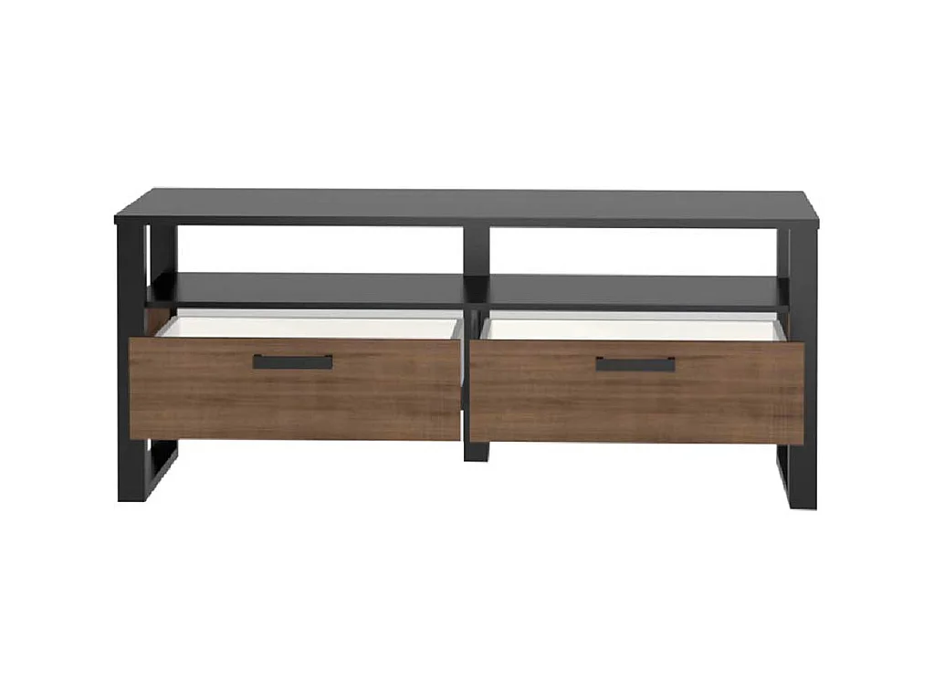 TV Lowboard mit zwei Schubladen ein offenes Gerätefach