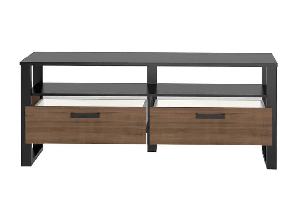TV Lowboard mit zwei Schubladen ein offenes Gerätefach