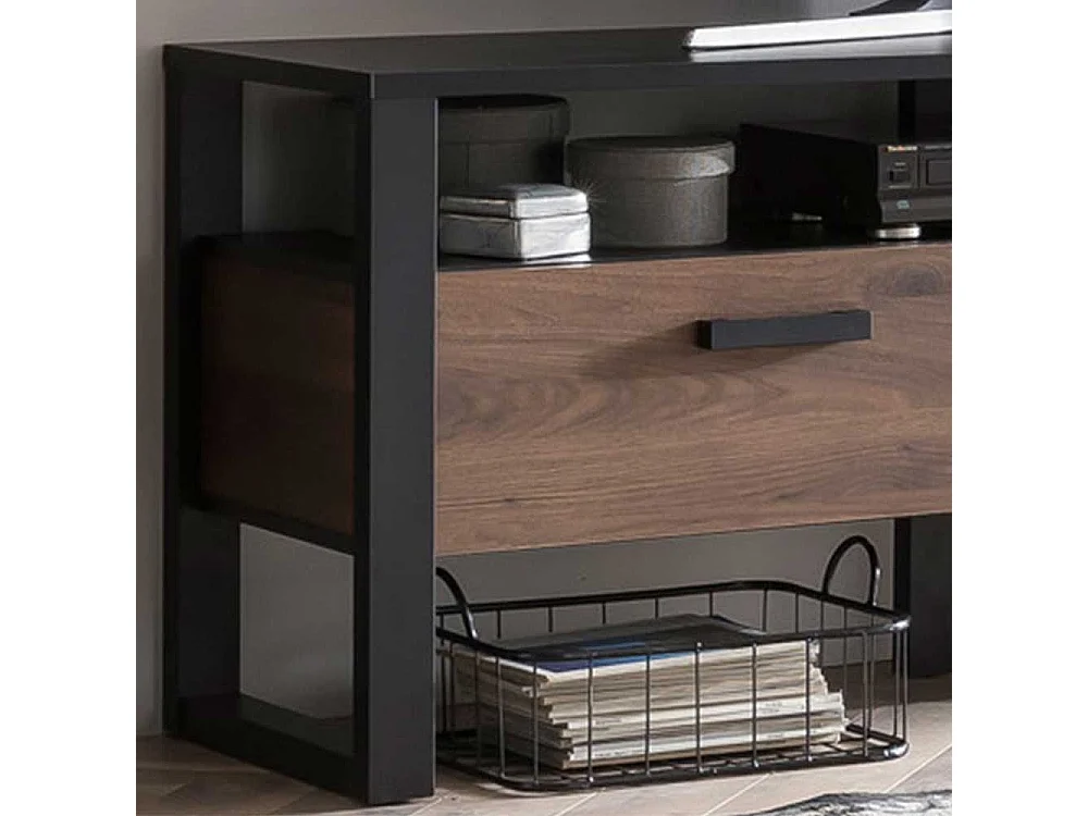 TV Lowboard mit zwei Schubladen ein offenes Gerätefach