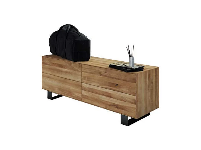 TV Board aus Wildeiche Massivholz Stahl