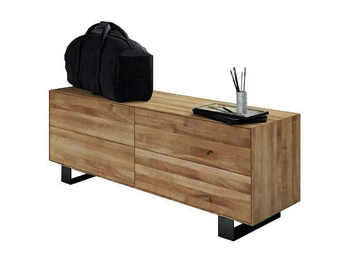 TV Board aus Wildeiche Massivholz Stahl