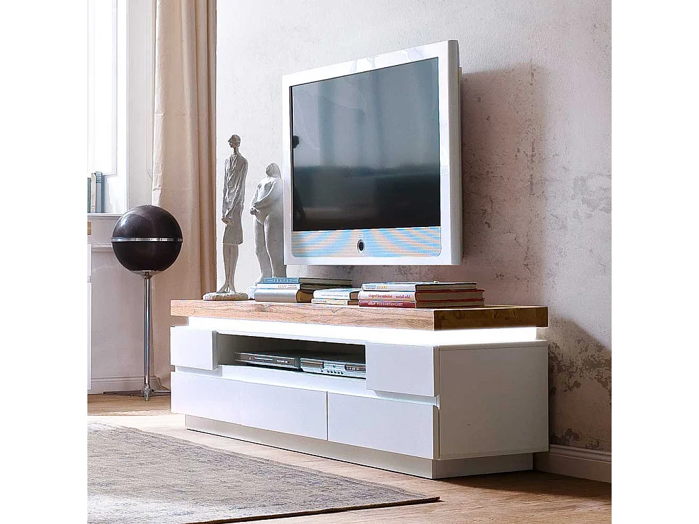 TV Board mit LED Beleuchtung Weiß matt