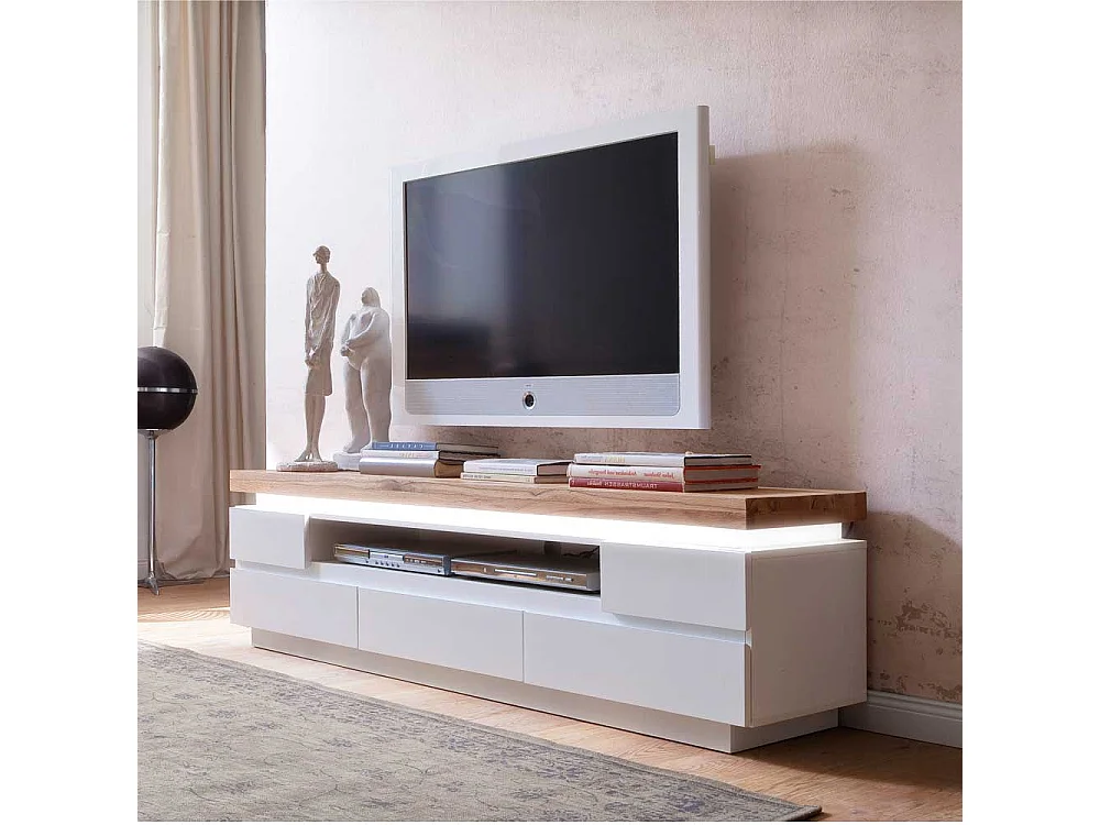 TV Board mit LED Beleuchtung Weiß matt