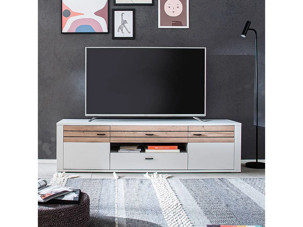 TV Lowboard Fernsehtisch mit Türen und einem offenen Gerätefach