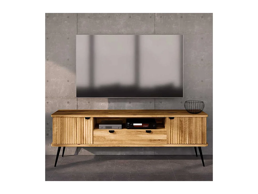 TV Möbel Wildeiche modern mit Metallgestell 180 cm breit