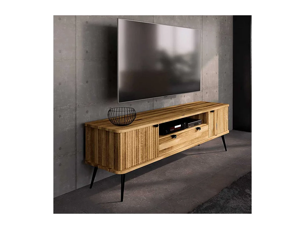TV Möbel Wildeiche modern mit Metallgestell 180 cm breit
