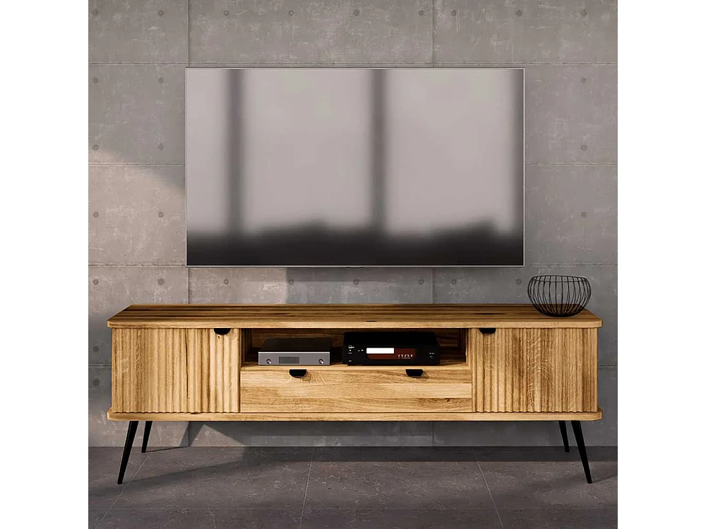 TV Möbel Wildeiche modern mit Metallgestell 180 cm breit
