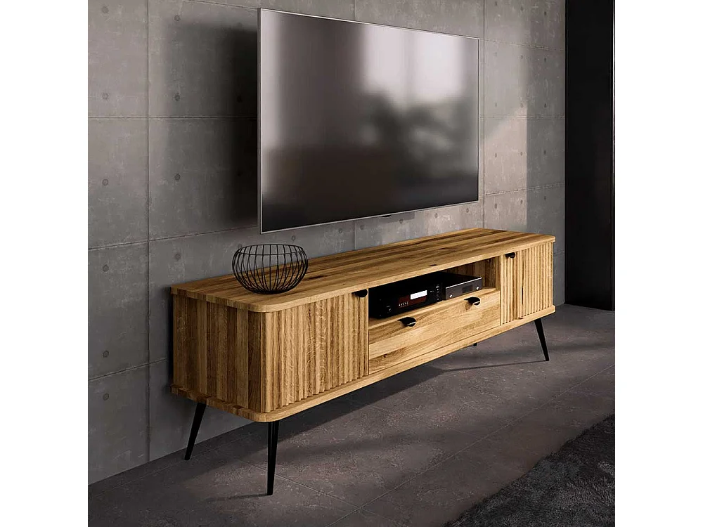 TV Möbel Wildeiche modern mit Metallgestell 180 cm breit
