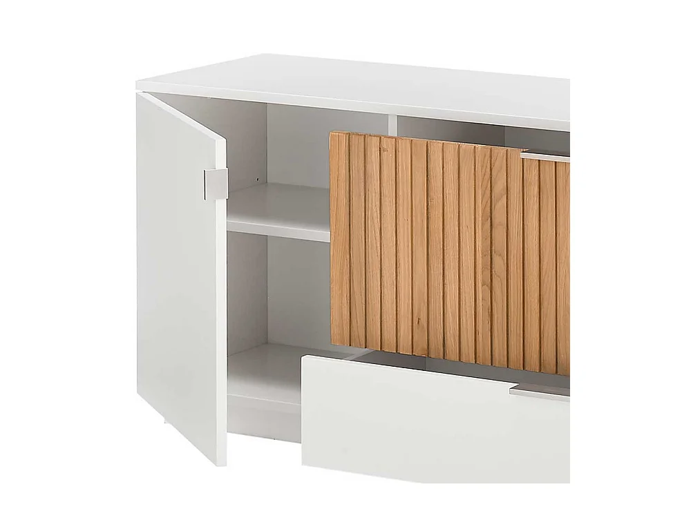 Fernseh Unterschrank in Eiche Bianco und Weiß 223 cm breit